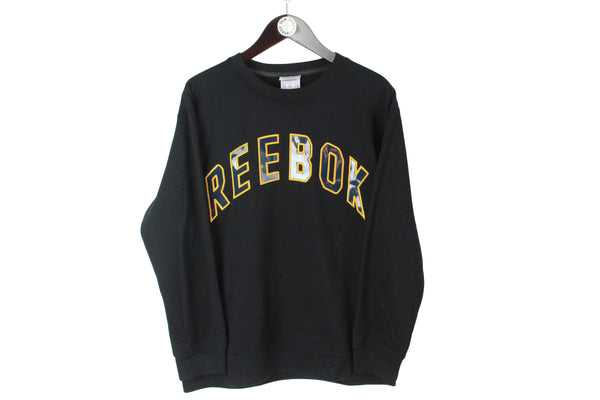 Vintage Reebok Sweatshirt Small size men's big logo 90's style pullover black basic sweat retro jumper authentic athletic wear long sleeve street style outfit