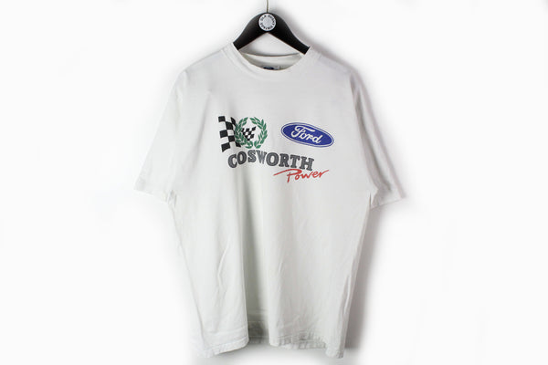 Vintage Ford T-Shirt XLarge Cosworth Power 90s sport tee white
