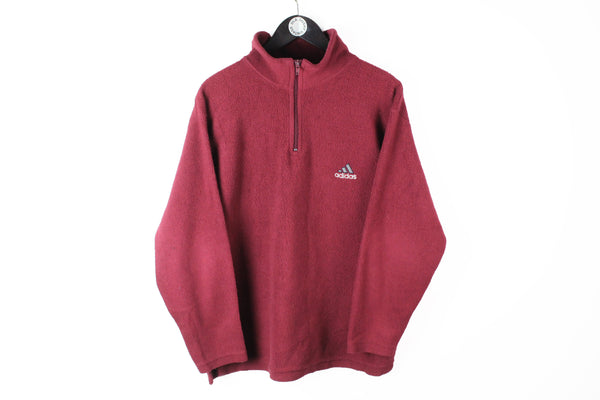 Vintage Adidas Bootleg Fleece 1/4 Zip Small red small logo 90's winter ski sweater