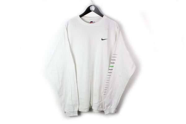 Vintage Nike Long Sleeve T-Shirt XXLarge white sweatshirt skateboarding style 90's made in USA Air Max