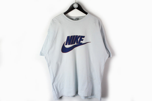 Vintage Nike T-Shirt XLarge  made in UK big logo blue 90s sport tee