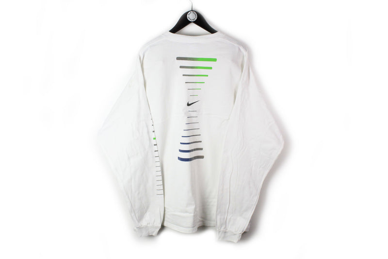 Vintage Nike Long Sleeve T-Shirt XXLarge white sweatshirt skateboarding style 90's made in USA Air Max