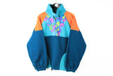 Vintage Fleece Half Zip Medium ski sweater 90s jumper winter multicolor