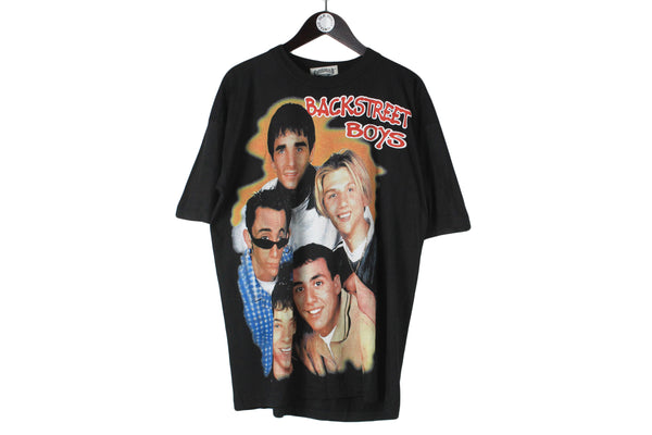 Vintage Backstreet Boys T-Shirt XLarge black big logo boys band pop music 90s legendary cotton tee