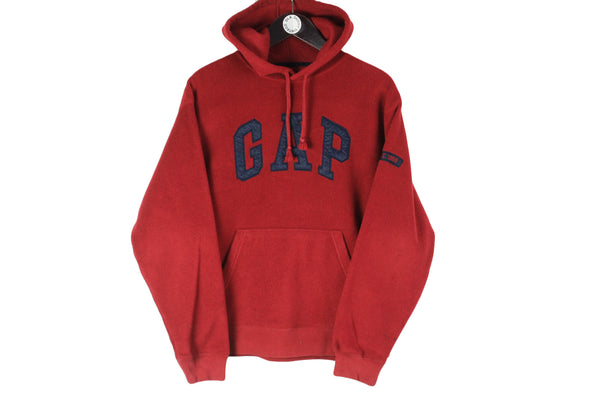 Vintage Gap Fleece Hoodie Small size men's unisex oversize warm sweatshirt red big logo ski sport wear long sleeve outdoor clothing 90's rare retro jumper extreme athletic snowboard