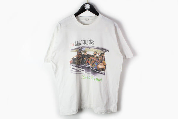 Vintage The Mavericks It's Now It's Live 1998 T-Shirt XLarge white 90s music retro style shirt