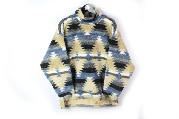 Vintage Fleece Turtleneck Women's Medium / Large abstract pattern 90's sweater
