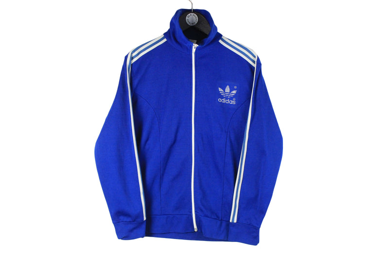 Vintage Adidas Track Jacket Small size classic blue full zip front logo sport wear authnetic athletic 90's 80's style training outfit
