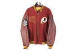 Redskins Washington Jacket XLarge size red jacket NFL official wear leather authentic sport team bomber full zip vintage wool and leather 80's 90's