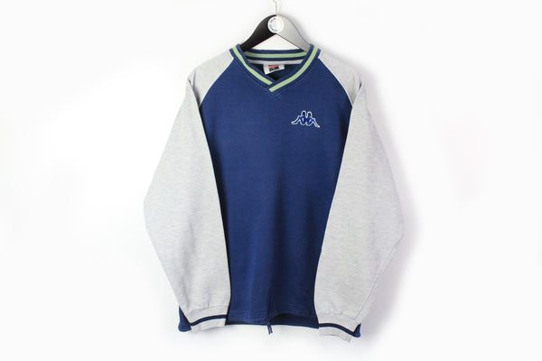 Vintage Kappa Sweatshirt Large navy blue 90s big logo retro style jumper