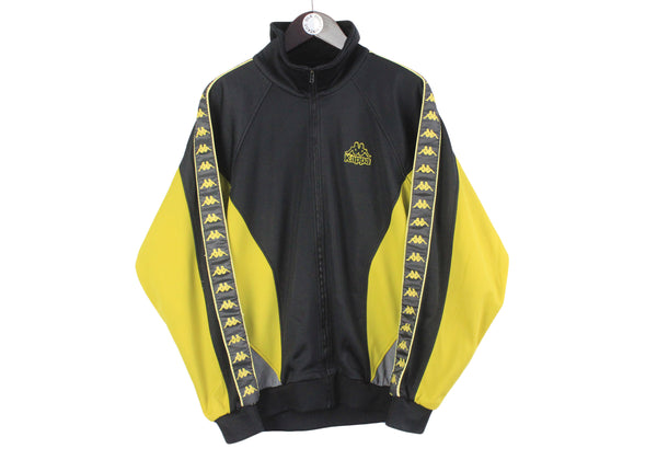 Vintage Kappa Track Jacket Medium black yellow long sleeve full logo 90s retro Borussia Dortmund classic windbreaker