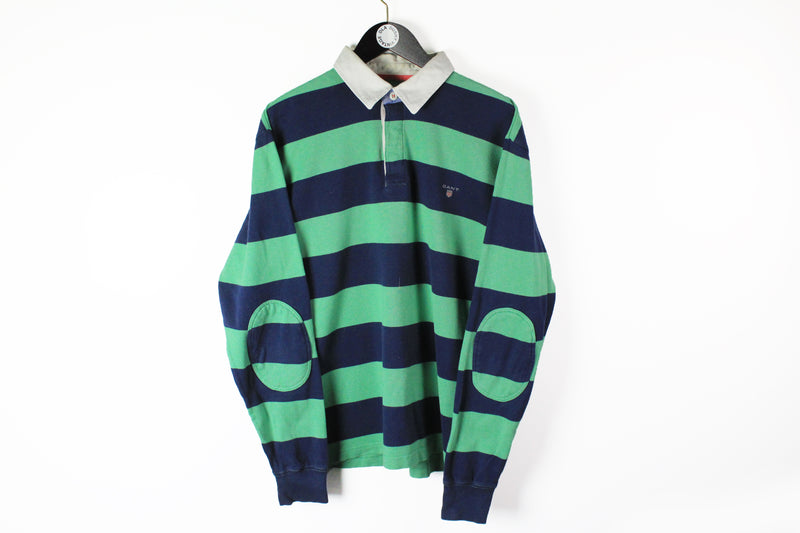 Vintage Gant Rugby Shirt XLarge striped pattern small front logo 90s style classic shirt