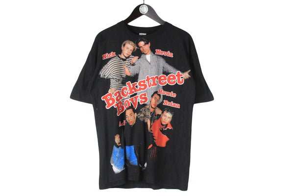 Vintage Backstreet Boys T-Shirt XLarge black big logo boys band pop music 90s legendary cotton tee black