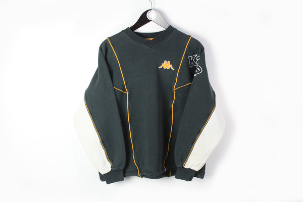 Vintage Kappa Sweatshirt Small black big logo 90s sport style v-neck