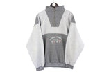 Vintage Fleece 1/4 Zip Medium gray 90s retro sweater sport ski jumper