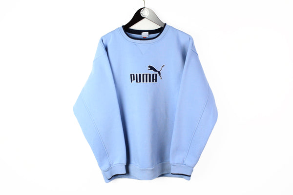 Vintage Puma Sweatshirt XLarge blue big logo 90s sport style crewneck jumper 