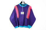 Vintage Sweatshirt 1/4 Zip Small purple 90's sport style crewneck jumper