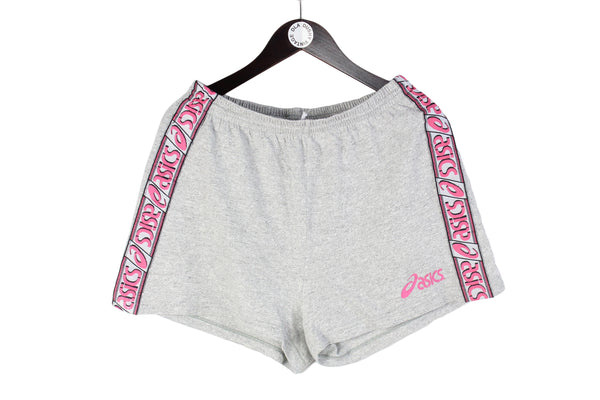 Vintage Asics Shorts XLarge size men's sport wear authentic athletic 90's style training clothing gray running outfit above the knee length