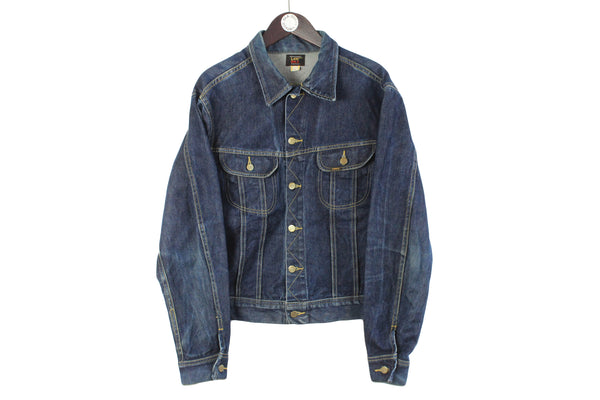 Vintage Lee Denim Jacket Large blue 90s retro USA style long sleeve heavy coat
