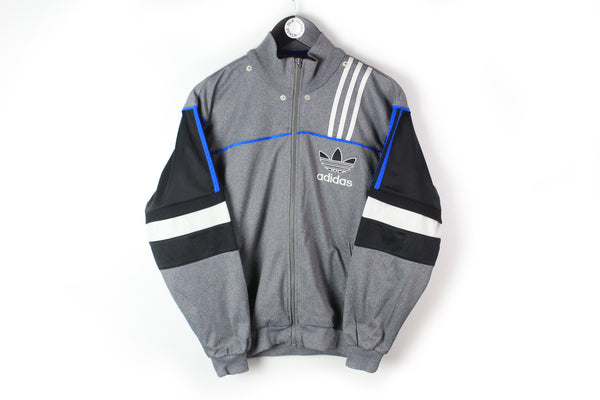 Vintage Adidas Track Jacket Small gray big logo full zip 90's sport style windbreaker