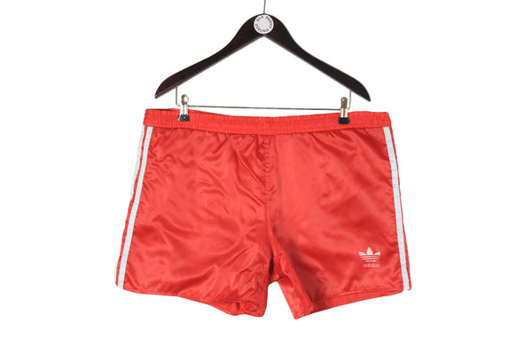 Vintage Adidas Shorts XLarge size men's sport wear authentic athletic 90's style training clothing red bright running outfit above the knee length