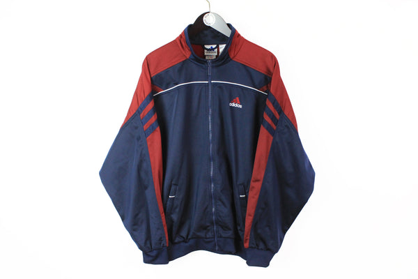 Vintage Adidas Track Jacket Large red blue big logo 90s sport style windbreaker