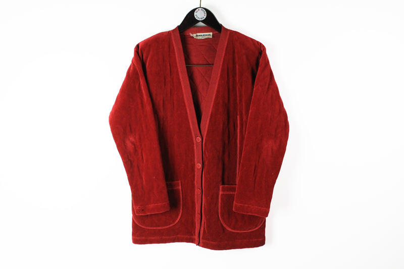 Vintage Sonia Rykiel Jacket Women's Large red 80s made in France Paris Cardigan