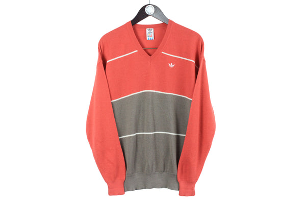 Vintage Adidas Sweater Medium red 80s retro classic sport pullover tennis style jumper 80s made in Austria