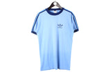Vintage Adidas T-Shirt Large blue small logo classic 80s retro sport style 3 stripes shirt