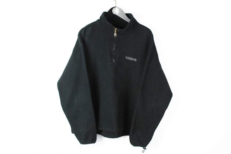 Vintage Timberland Fleece 1/4 Zip Large black made in USA 90s sport style ski sweater winter jumper