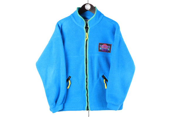 Vintage Fleece Full Zip Small blue 90s retro samas authentic sport sweater ski outdoor jumper