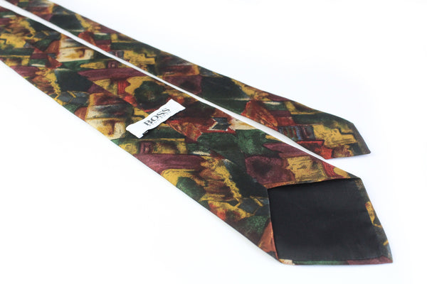 Vintage Hugo Boss Tie multicolor 90's classic abstract pattern crazy print