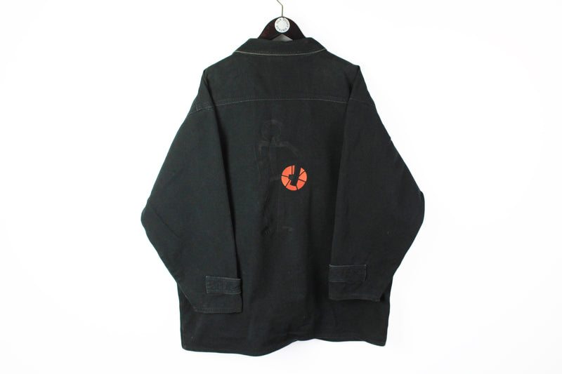 Vintage Adidas Streetball Jacket Large / XLarge black big logo button 90s basketball jacket oversize