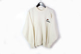 Vintage Reebok Sweater Medium white 90s front logo pullover