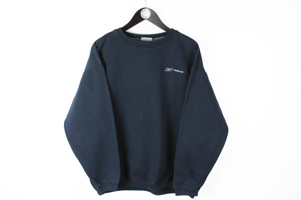 Vintage Reebok Sweatshirt Small / Medium navy blue small logo 90's UK classic sport crewneck