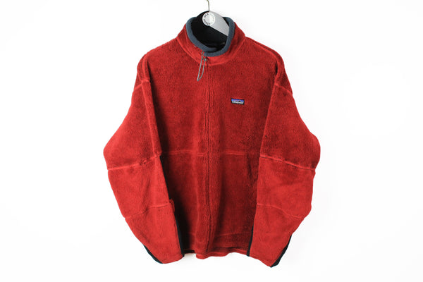 Vintage Patagonia Fleece Full Zip Medium Polartec Regulator Sherpa Synchilla red heavy winter sweater 