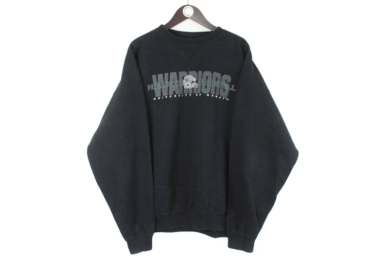 Vintage Warriors University of Hawaii Jansport Sweatshirt XLarge black big logo sport style crewneck USA jumper 