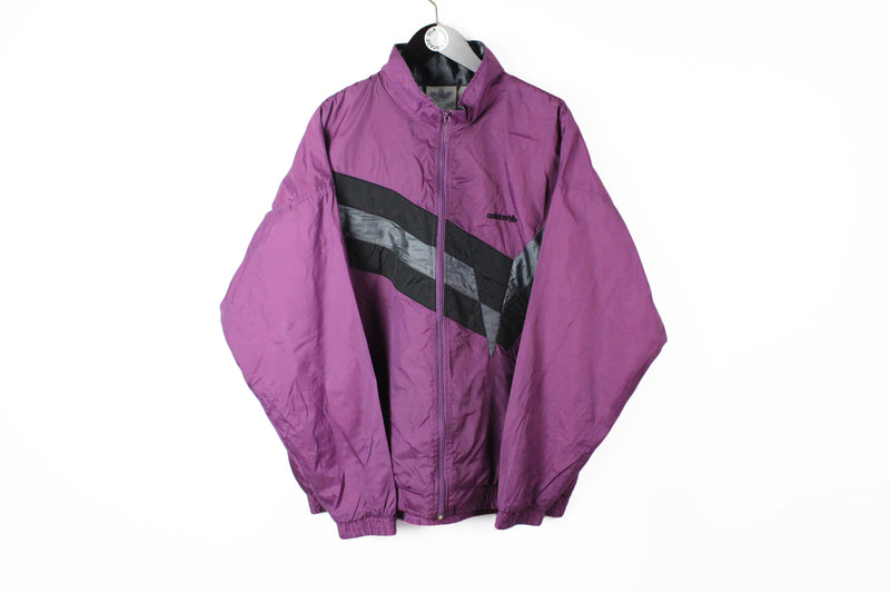 Vintage Adidas Track Jacket XLarge purple 90s full zip windbreaker retro athletic style