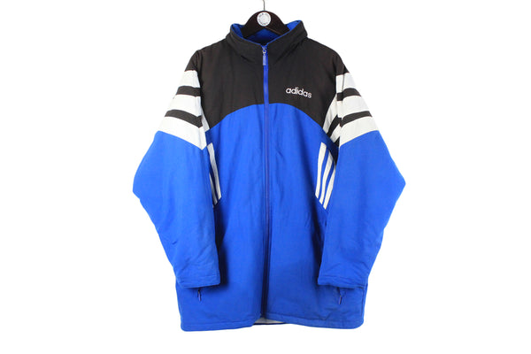 Vintage Adidas Jacket Medium blue black 90s retro sport style classic 