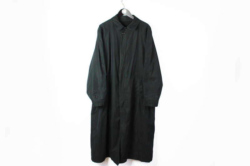 Vintage Herno by Fein Kaller Coat XLarge black long 90s made in Italy jacket
