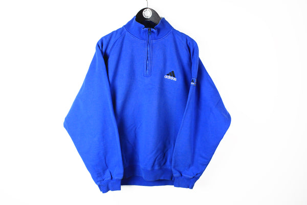 Vintage Adidas Sweatshirt 1/4 Zip Large blue 90's sport style streetwear