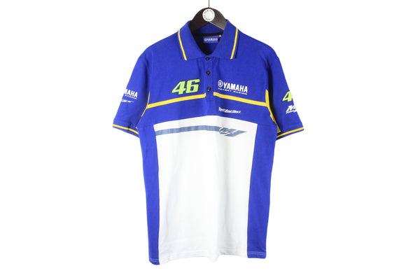 Vintage Yamaha Racing Valentino Rossi Polo T-Shirt Large 46 blue white MOTO GP the Doctor 00s authentic shirt