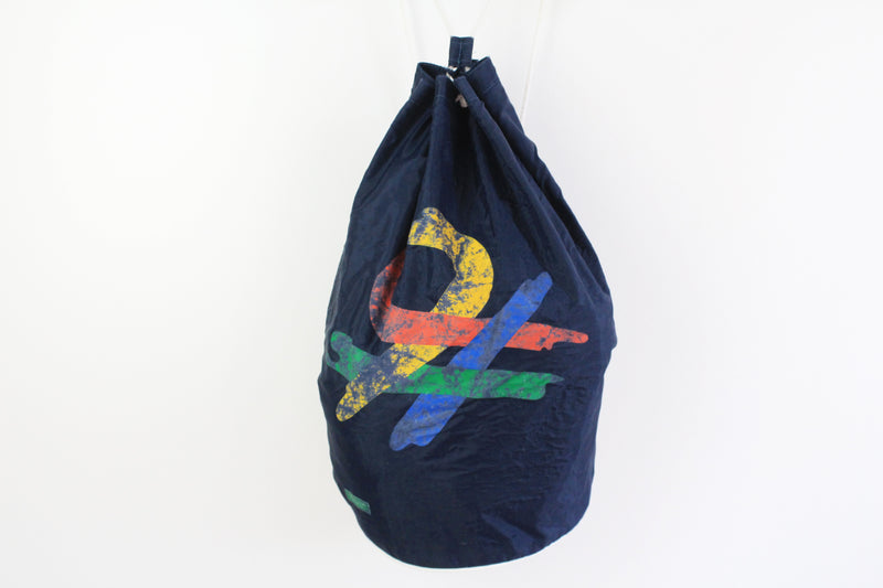 Vintage United Colors of Benetton Backpack 90s big logo retro style multicolor retro side bag