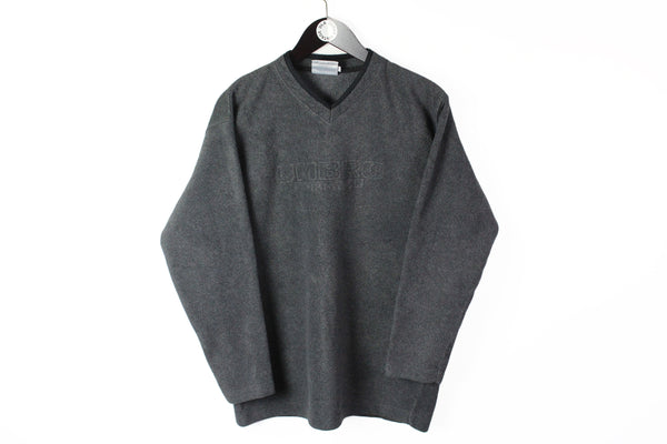 Vintage Umbro Fleece Sweatshirt Small / Medium gray big logo v-neck jumper
