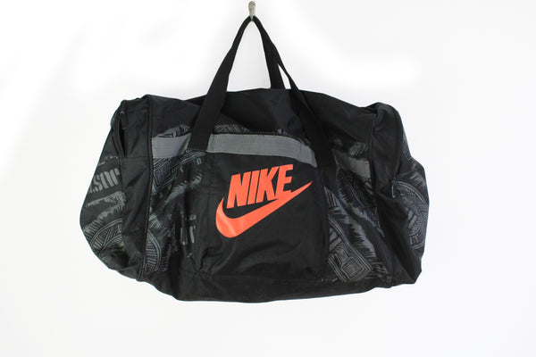 Vintage Nike Just Do It Duffel Bag black gray big logo 90's sport style travel bag