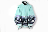 Vintage Fleece Half Zip Small cyan color 90s sport style winter ski sweater Maser made in Austria