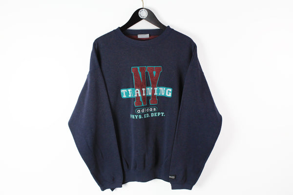 Vintage Adidas NY Training Sweatshirt Medium / Large New York blue 90s retro wear 