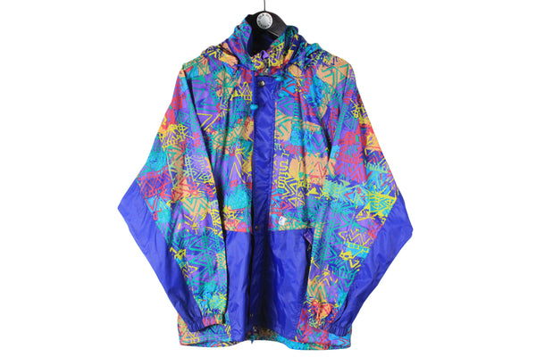 Vintage K-Way Jacket Medium / Large size bright purple full zip windbreaker retro rare 90's 80's style wear acid coat outdoor outfit streetwear authentic