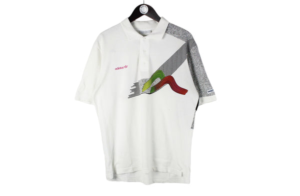 Vintage Adidas Polo T-Shirt Medium retro 90s tennis sport stefan edberg classic abstract pattern shirt