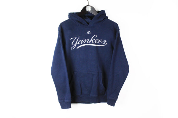 Majestic Yankees New York Hoodie Small blue authentic big logo baseball MLB USA sport jumper